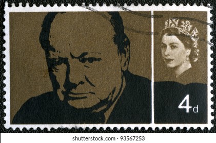 UNITED KINGDOM - CIRCA 1965: A Stamp Printed In UK, Shows Sir Winston Spencer Churchill (1874-1965), Statesman And WWII Leader, Circa 1965