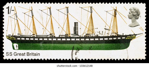 UNITED KINGDOM - CIRCA 1969: A Used Postage Stamp Printed In Britain Showing The Liner RMS Queen Elizabeth 2, Circa 1969