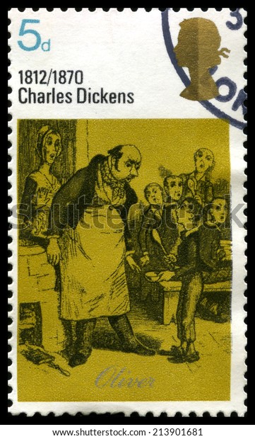 UNITED KINGDOM, CIRCA 1970: A vintage British postage stamp commemorating the works of famous English novelist Charles Dickens, circa 1970.