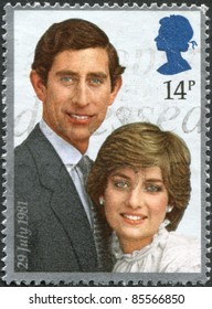 UNITED KINGDOM - CIRCA 1981: A Stamp Printed In England, Is Dedicated To Wedding Of Charles, Prince Of Wales, And Lady Diana Spencer, Circa 1981