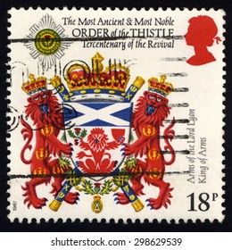 UNITED KINGDOM - CIRCA 1987: A Stamp Printed In United Kingdom Shows Order Of The Thistle, Circa 1987