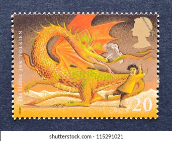 UNITED KINGDOM - CIRCA 1998: A Postage Stamp Printed In United Kingdom Showing An Image Of The Hobbit A Novel By J.R.R. Tolkien, Circa 1998.