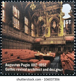 UNITED KINGDOM - CIRCA 2012: A Stamp Printed In Great Britain Shows Interior Of The House Of Lords, Augustus Pugin, Circa 2012