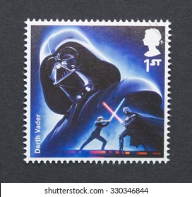 UNITED KINGDOM - CIRCA 2015: a postage stamp printed in United Kingdom commemorative of Star Wars movie with Darth Vader character, circa 2015. 