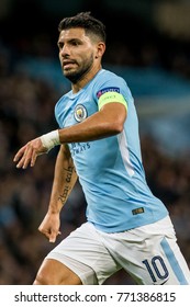 UNITED KINGDOM, MANCHESTER - November 21th 2017: Sergio Aguero During The Champions League Match Manchester City - Feyenoord At The Etihad Stadium