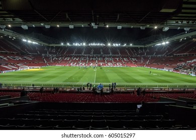 UNITED KINGDOM, MANCHESTER - November 23th 2016: Overview of Old Trafford stadium empty during a open training in the evening.