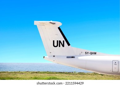 The United Nations Sign On The Board Of The Aircraft, UN , World Food Program Is Active In Somalia - 2014