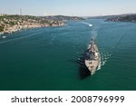 The United Stares Navy Ship USS Ross transits Istanbul strait towards the Mediterranean in Istanbul, Turkey