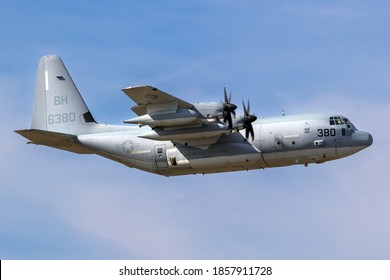 United Stated Marine Corps KC-130J Hercules from VMGR-252 in flight. The Netherlands - September 20, 2019
