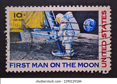 first man on the moon stamp sheet value