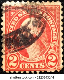 United States Of America, Circa 1923 Postage Stamp Showing George Washington (1732-1799), First President Of The USA.