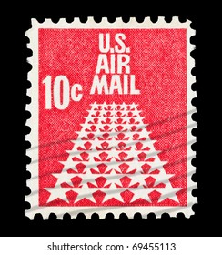 UNITED STATES OF AMERICA - CIRCA 1968: Mail Stamp Printed In USA Featuring The Fifty Star US Air Mail, Circa 1968