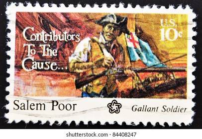 UNITED STATES OF AMERICA - CIRCA 1975 : A Stamp Printed In The USA Shows Salem Poor, Circa 1975