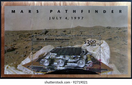 UNITED STATES OF AMERICA - CIRCA 1997: A Stamp Printed In USA Shows Mars Pathfinder, July 4, 1997 Circa 1997