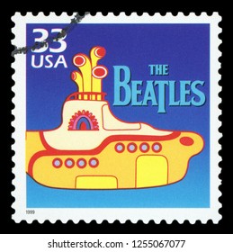 UNITED STATES OF AMERICA - CIRCA 1999: Stamp printed in USA dedicated to celebrate the century 1960s, shows the beatles, circa 1999