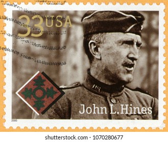 UNITED STATES OF AMERICA - CIRCA 2000: Post Stamp Printed In US (USA) Shows Veteran General John L. Hines In Military Uniform; American War Hero; Scott 3393 33c; Circa 2000