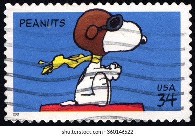 UNITED STATES OF AMERICA - CIRCA 2001: A Stamp Printed In USA Shows Snoopy A Peanuts Cartoon Character, Circa 2001