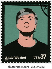 UNITED STATES OF AMERICA - CIRCA 2002: A stamp printed in USA shows Self-Portrait, Andy Warhol (1928-1987), artist, circa 2002