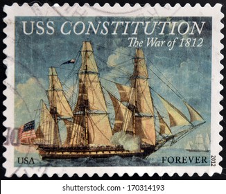 UNITED STATES OF AMERICA - CIRCA 2012: A Stamp Printed In USA Dedicated To USS Constitution, The War Of 1812, Circa 2012