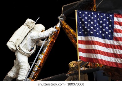 UNITED STATES OF AMERICA - CIRCA 2014: A Display Shows Man Landing On The Moon, USA, Circa 2014 