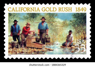 UNITED STATES OF AMERICA - CIRCA 2014: Stamps Printed In USA Showing The California Gold Rush Of 1849 USA 33c, Circa 2014
