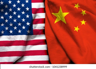 United States of America flag and China flag together