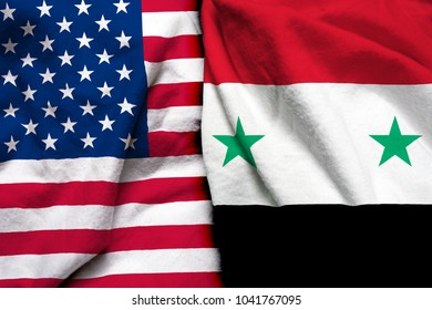 Syria Us Flag On Zipper Crossed Stock Illustration 1849431253