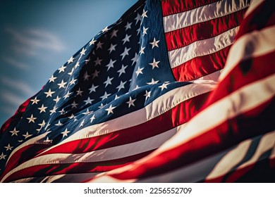 united states of america flag in the wind - Shutterstock ID 2256552709