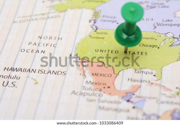 United States of
America Map pinned for
travel
