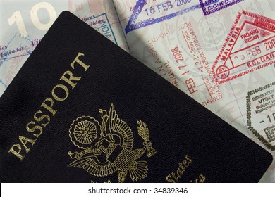United States Of America Passport With Entry Stamps