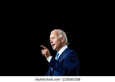 United States of America president Joe Biden isolated first floor on black background during a speech in Washington DC in 2022