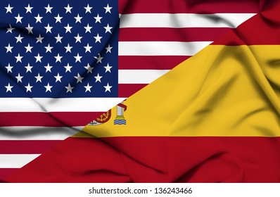 United States America Spain Waving Flag Stock Photo 136243466 ...