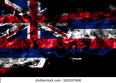 United States Of America, America, US, USA, American, Hawaii, Hawaiian Smoke Flag Isolated On Black Background


