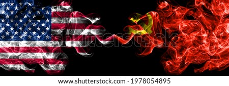 United States of America, America, US, USA, American vs Chinese Communist Party smoky mystic flags placed side by side. 