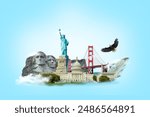 United States of America, USA, Landmarks, Skyline and Skyscraper, Cityscape, Travel and Tourist Attraction 3D Isolated Concept