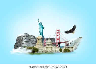 United States of America, USA, Landmarks, Skyline and Skyscraper, Cityscape, Travel and Tourist Attraction 3D Isolated Concept