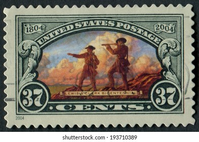 United States Of America-Circa 2004: A Stamp Commemorating The 200th Anniversary Of The Lewis And Clark Expedition.