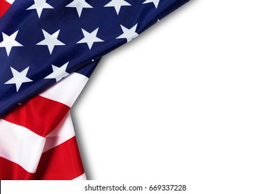 United States of American flag border isolated on white background with clipping path