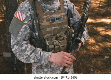 United States Army, American Soldier With A Sniper Rifle
