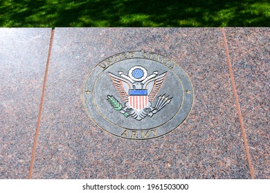 United States Army Emblem On Polished Granite - San Jose, California, USA - 2021