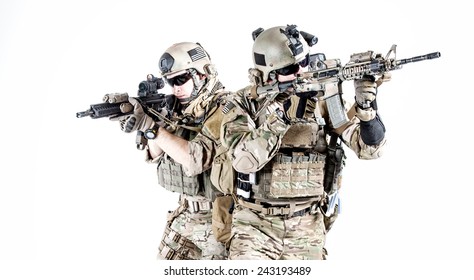United States Army rangers with assault rifles