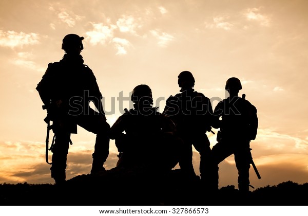 United States Army\
rangers on the sunset
