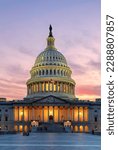 The United States Capitol building at sunset, Washington DC, USA.