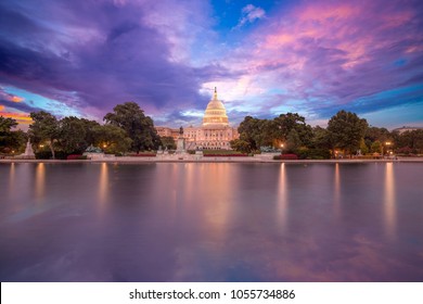 The United States Capitol Building In Washington DC, Sunrise