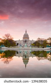 The United States Capitol Building In Washington DC, Sunrise