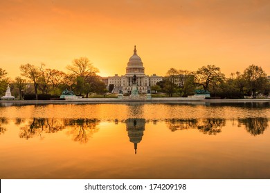 The United States Capitol Building In Washington DC, Sunrise