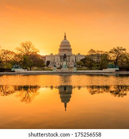 The United States Capitol Building In Washington DC, Sunrise