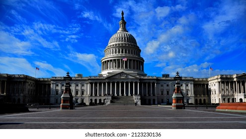 United States Capitol Building in Whashington DC with Flag