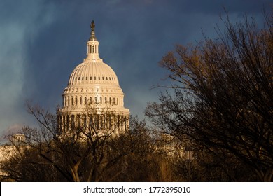 United States Capitol, Legislative Center Of The American State. Meeting Place Of The US Congress, Formed By The Senate And The House Of Representatives.