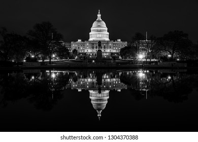 The United States Capitol At Night, In Washington, DC